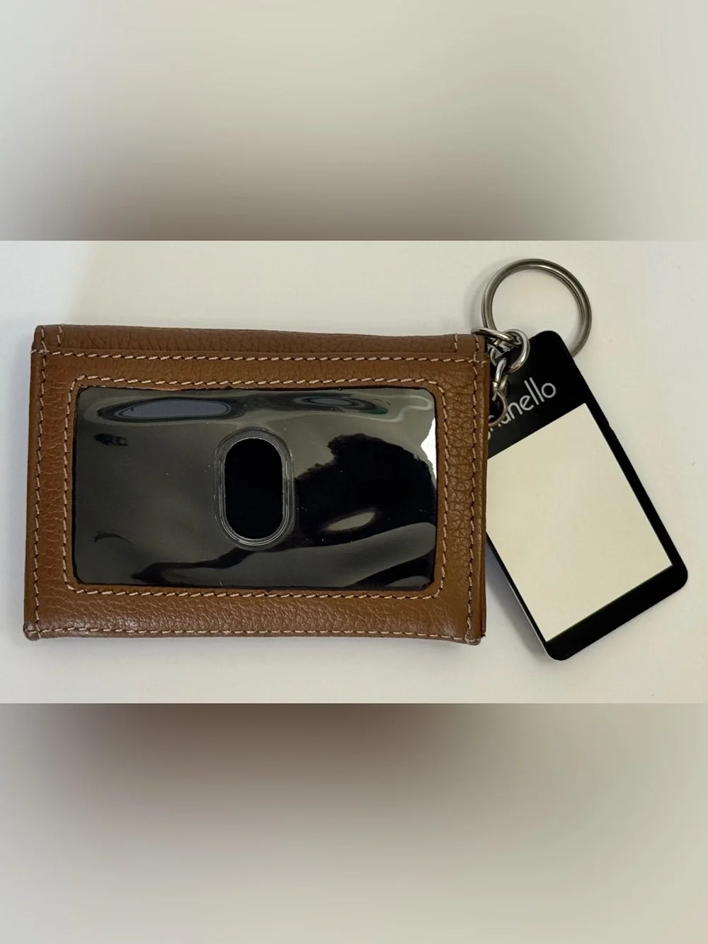 Tignanello Cognac Leather Bifold Wallet Keychain ID Holder NWT - Picture 2 of 5